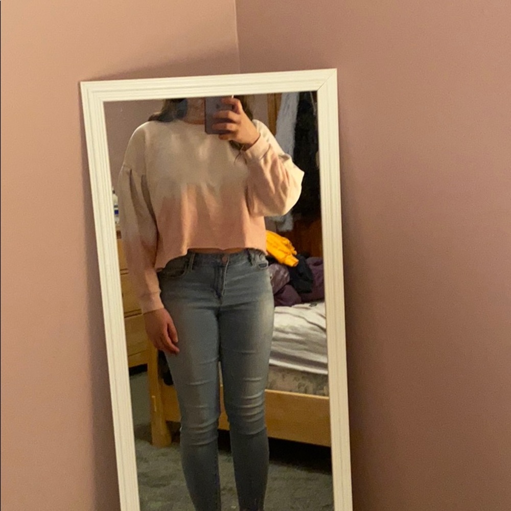 American Eagle Pink and White Ombre Sweater